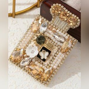 Perfume Bottle Brooch beaded bag charm rhinestone diamond jewelry pin bling gift